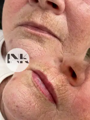 Soft healed lip blush results at Jourdain Ink studio
