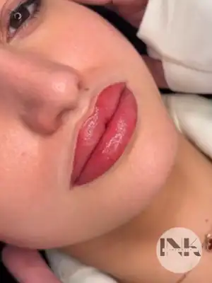 Lip liner tattoo Lakeland FL paired with lip blush Jourdain Ink